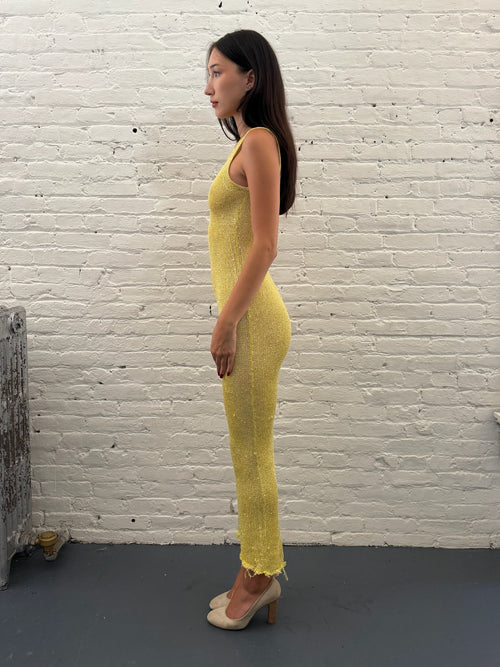 ASTA RESORT Chartreuse Sequin Maxi dress