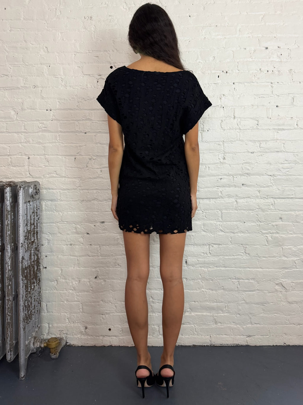 LIMI Feu Distressed Black Mini Dress
