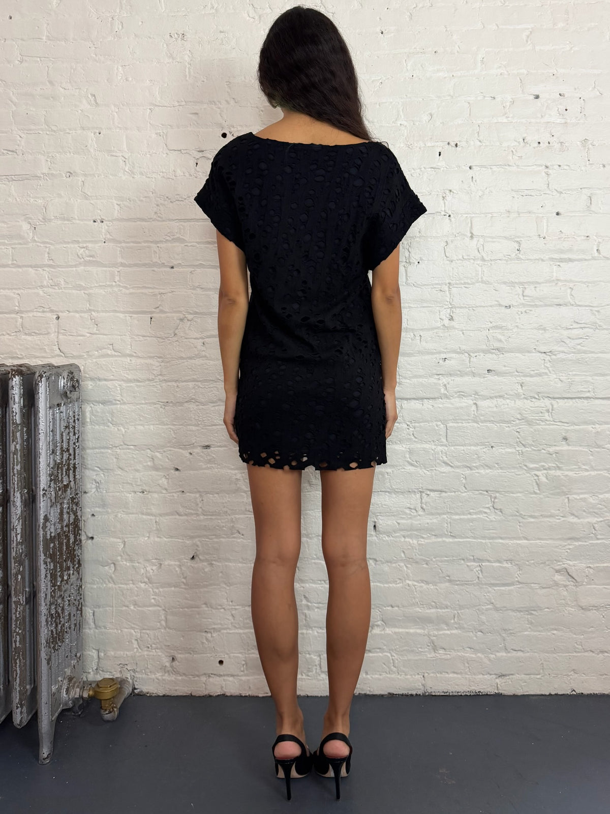LIMI Feu Distressed Black Mini Dress