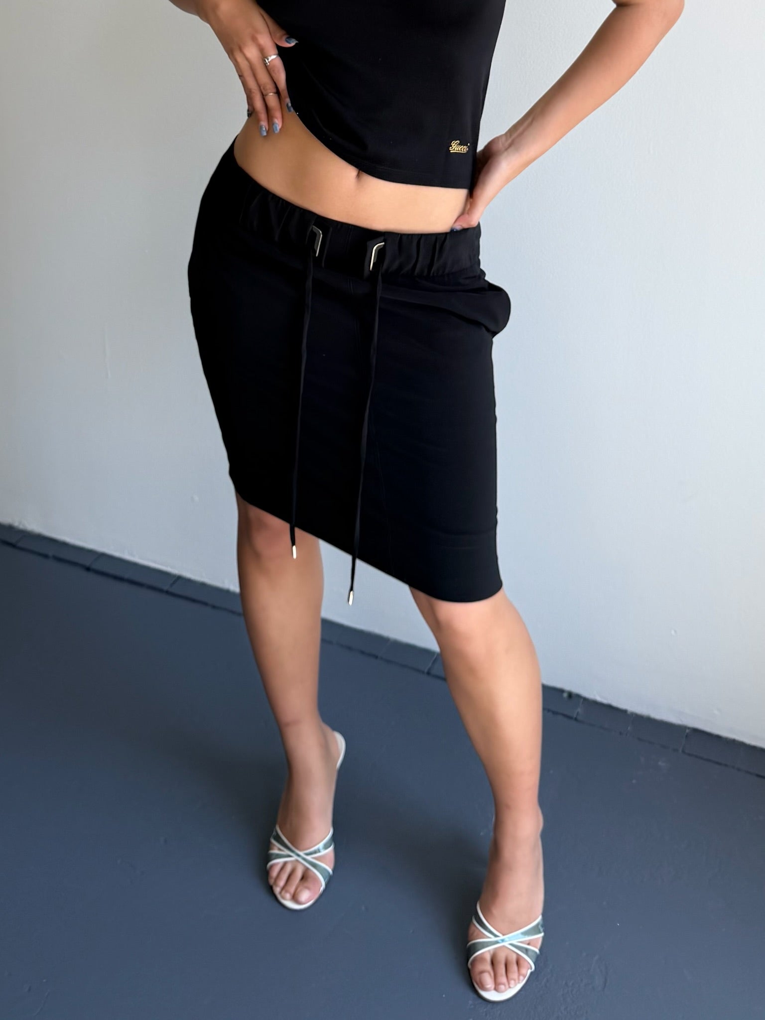2010 Gucci Drawstring Rayon Mini Skirt