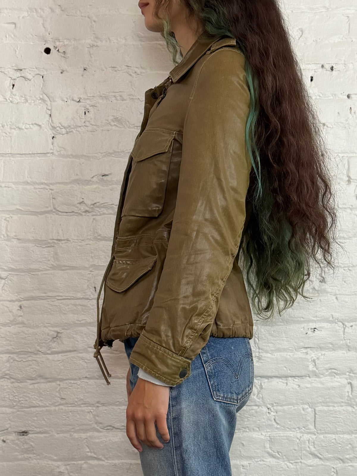 Diesel Faded Leather Military Jacket