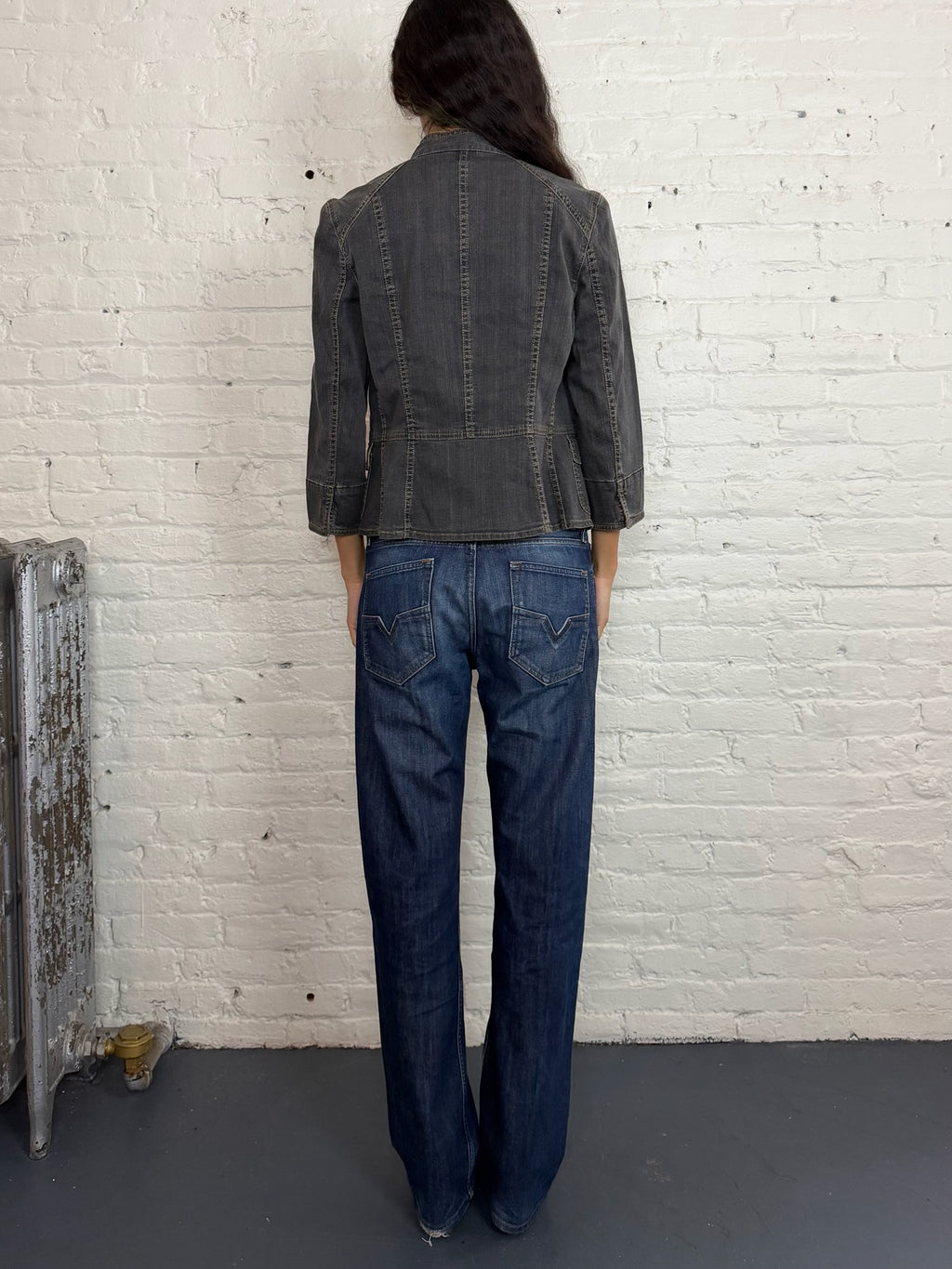Vintage Burberry Mandarin Collared Denim Jacket