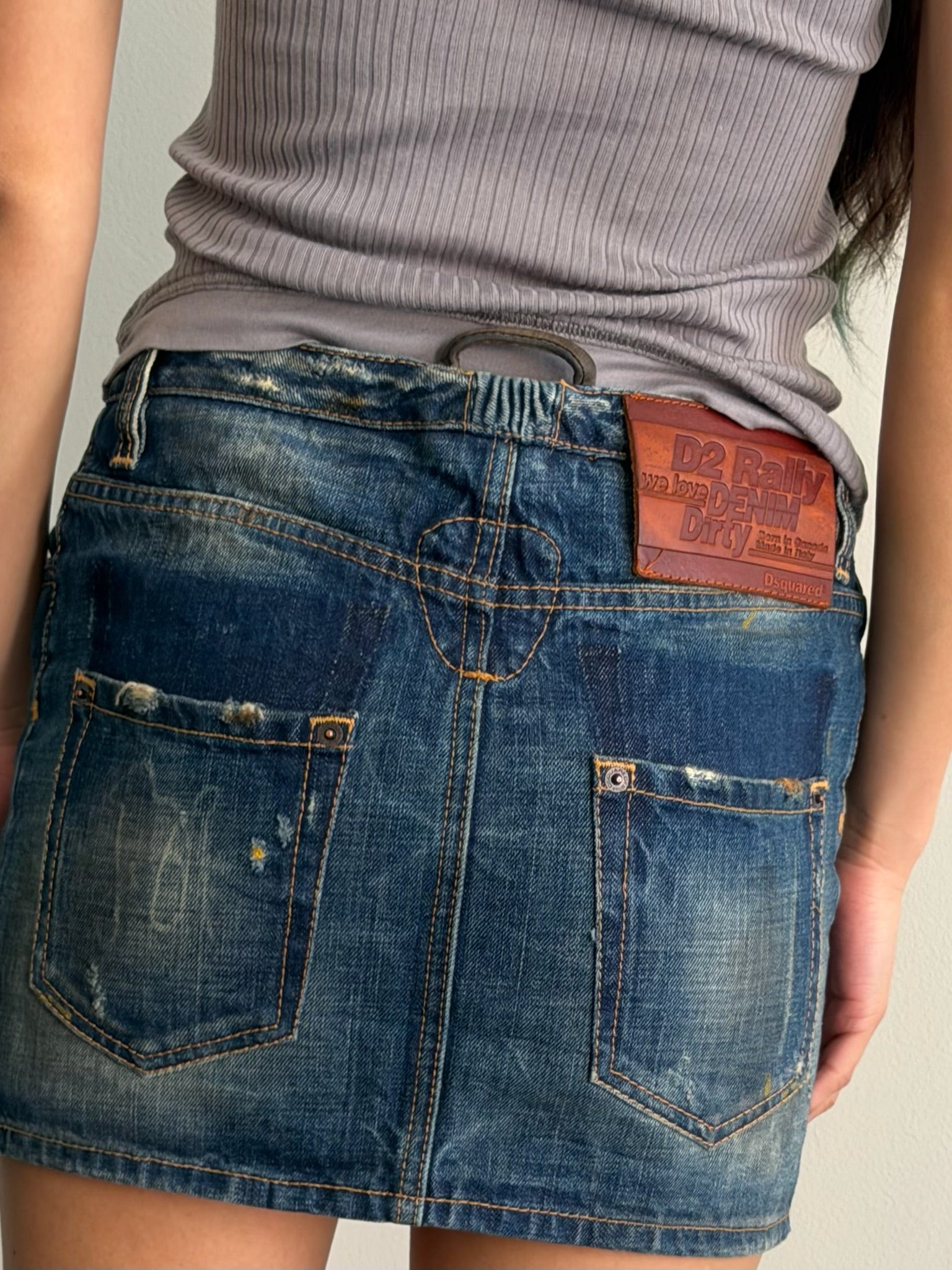 2008 Dsquared2 Denim Wash Mini Skirt