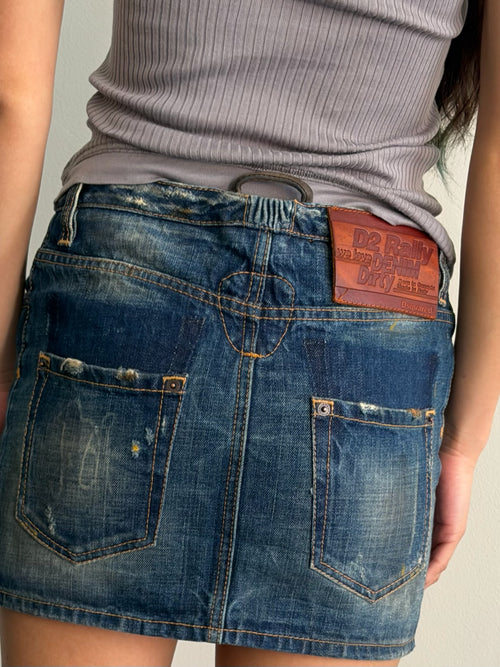 2008 Dsquared2 Denim Wash Mini Skirt