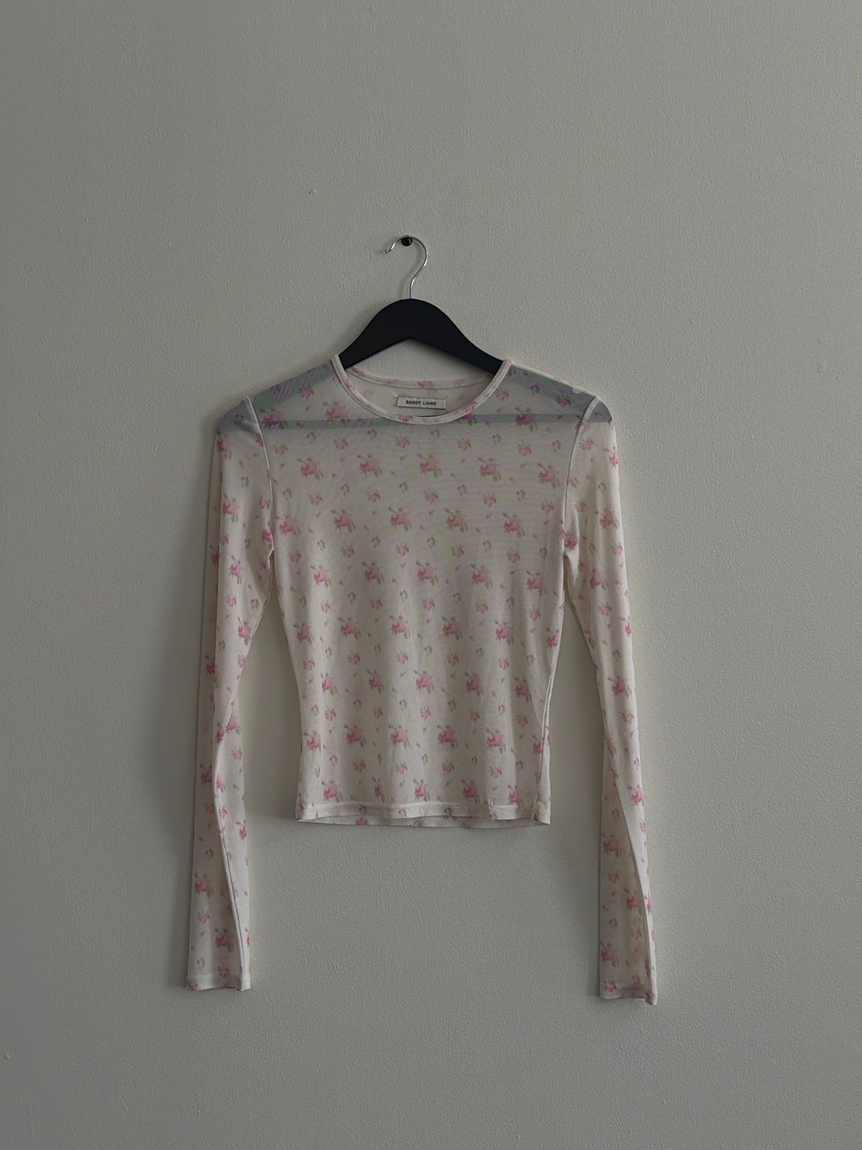 Sandy Liang Floral Print Crew Neck Top
