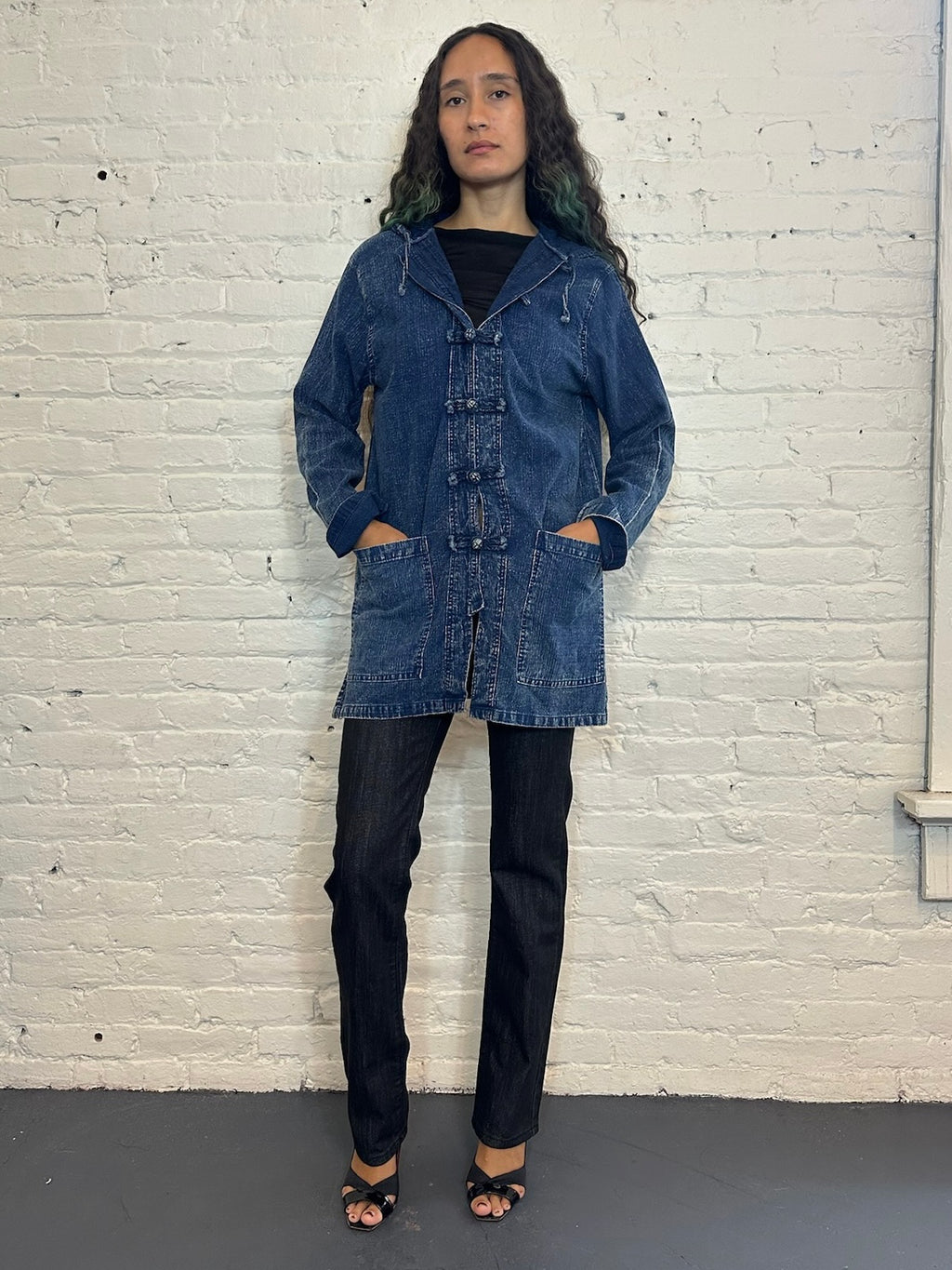Vintage Kung Fu Tang denim Hooded Jacket