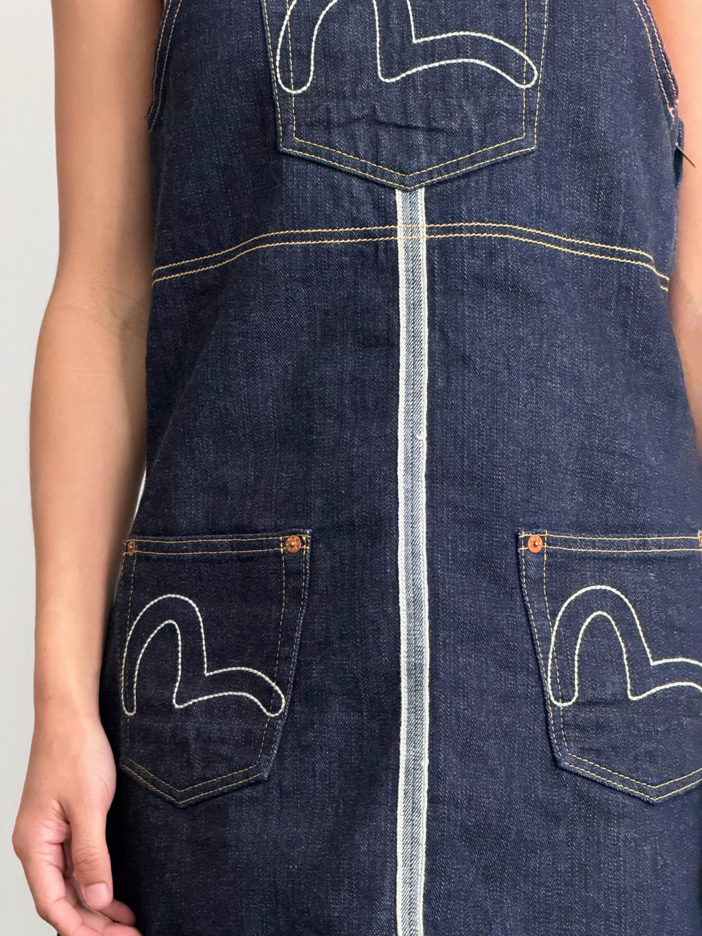 Evisu Denim Overall Mini Dress