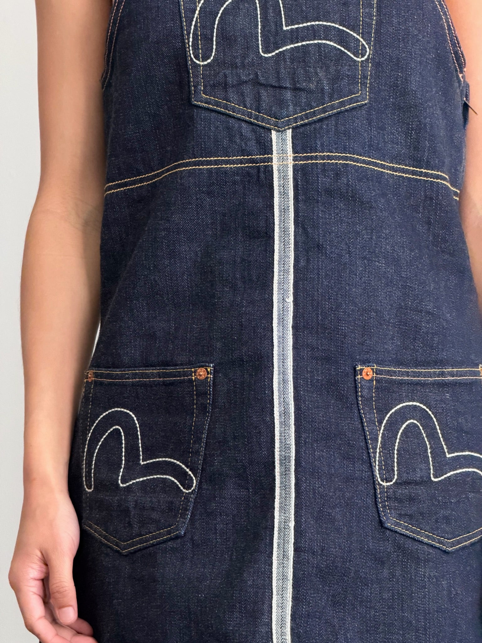 Evisu Denim Overall Mini Dress