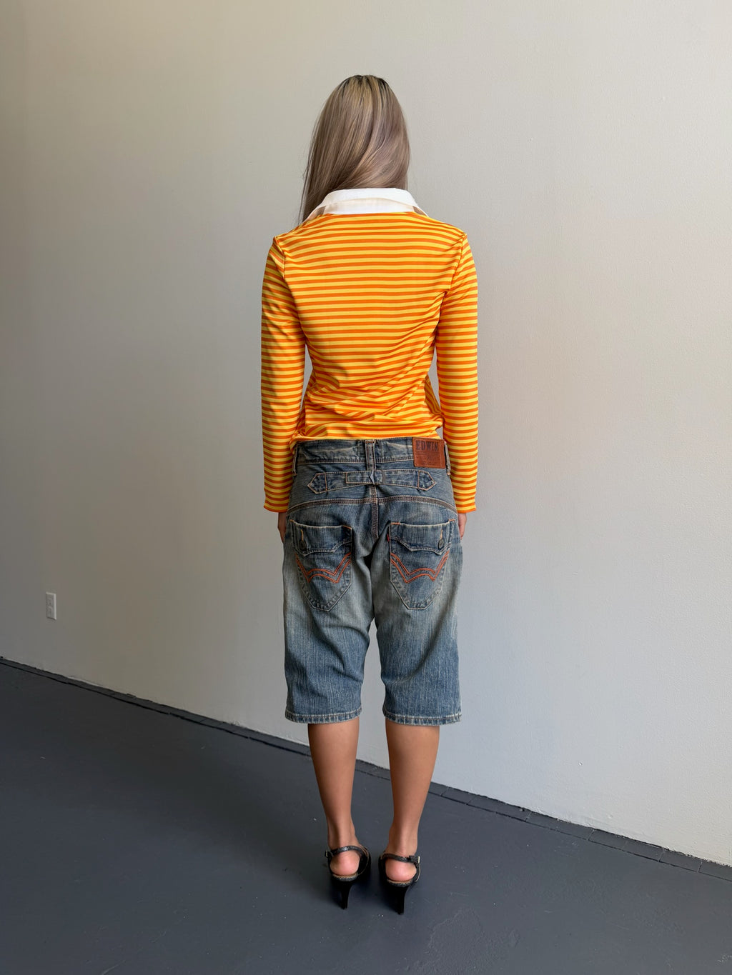 Vintage Lanvin Sport Yellow/Orange Striped Polo