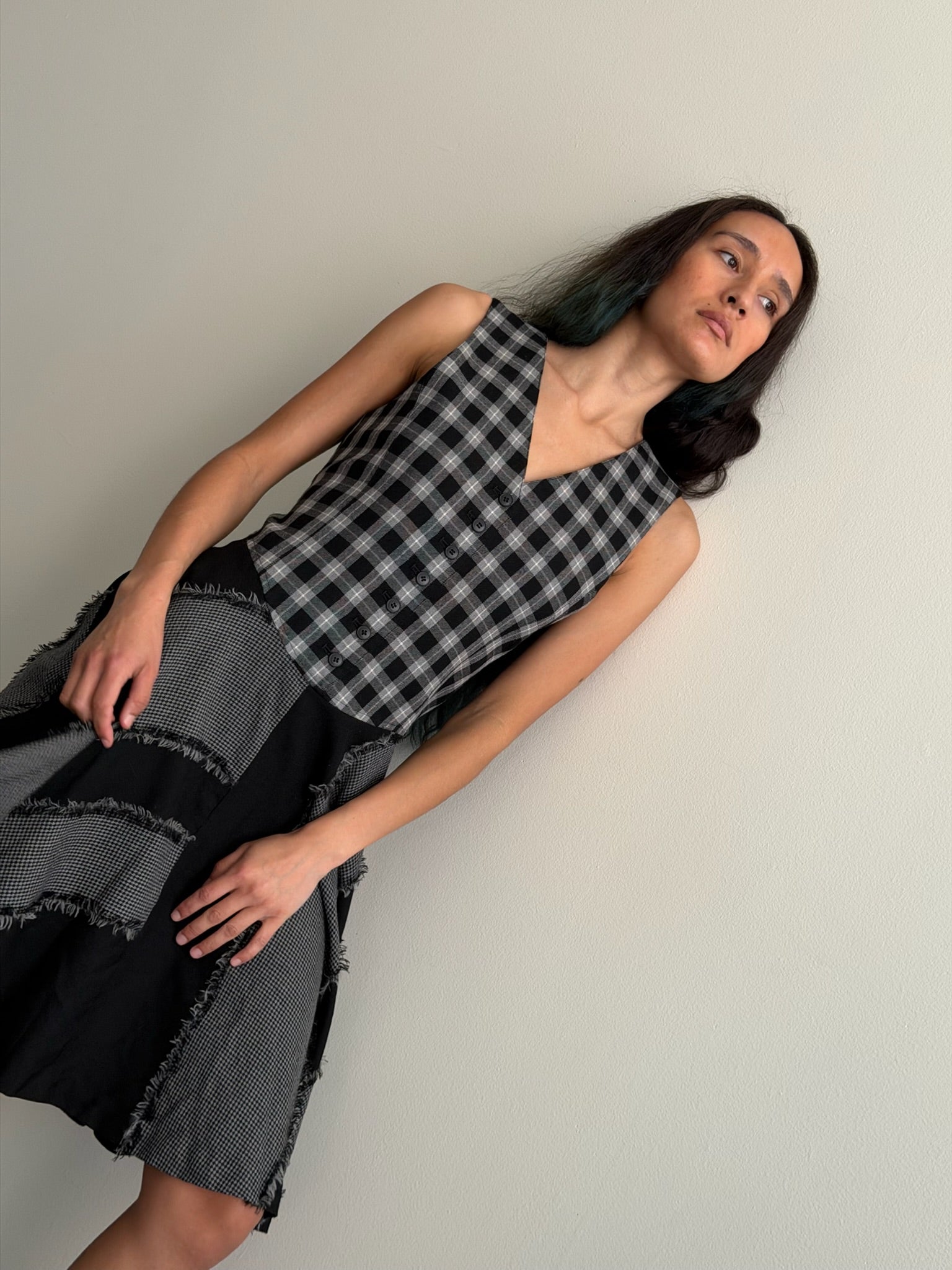 Issey Miyake Sport checkered Fringe Dress