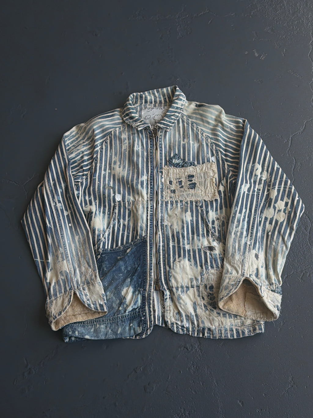 Aozora Blue Heaven Damaged Striped Jacket