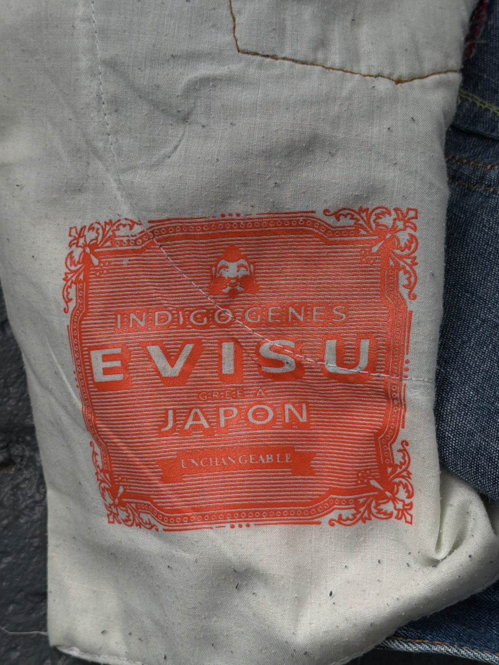 Evisu Washed Indigo Buckle Back Jeans