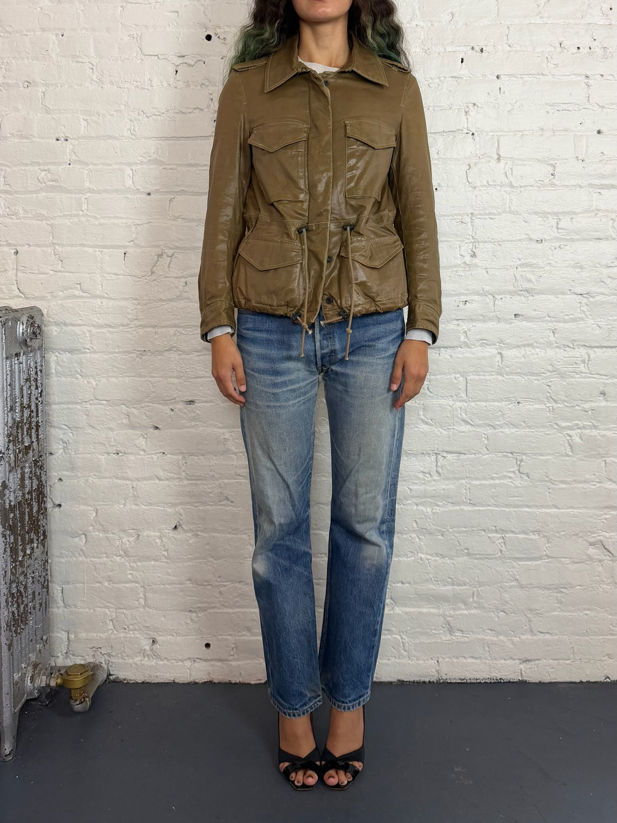 Diesel Faded Leather Military Jacket
