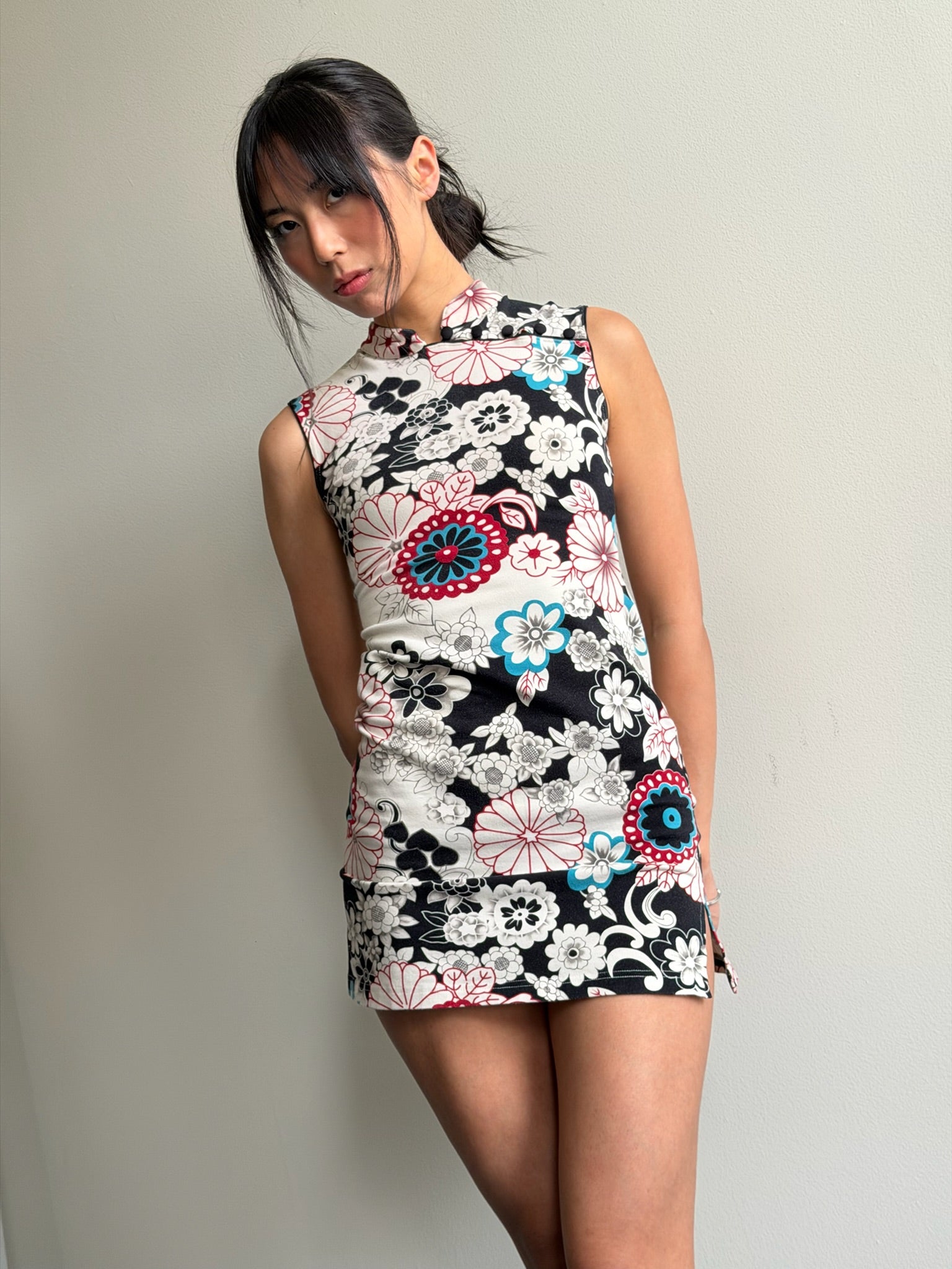 Otto Floral Print Qipao Sleeveless Dress