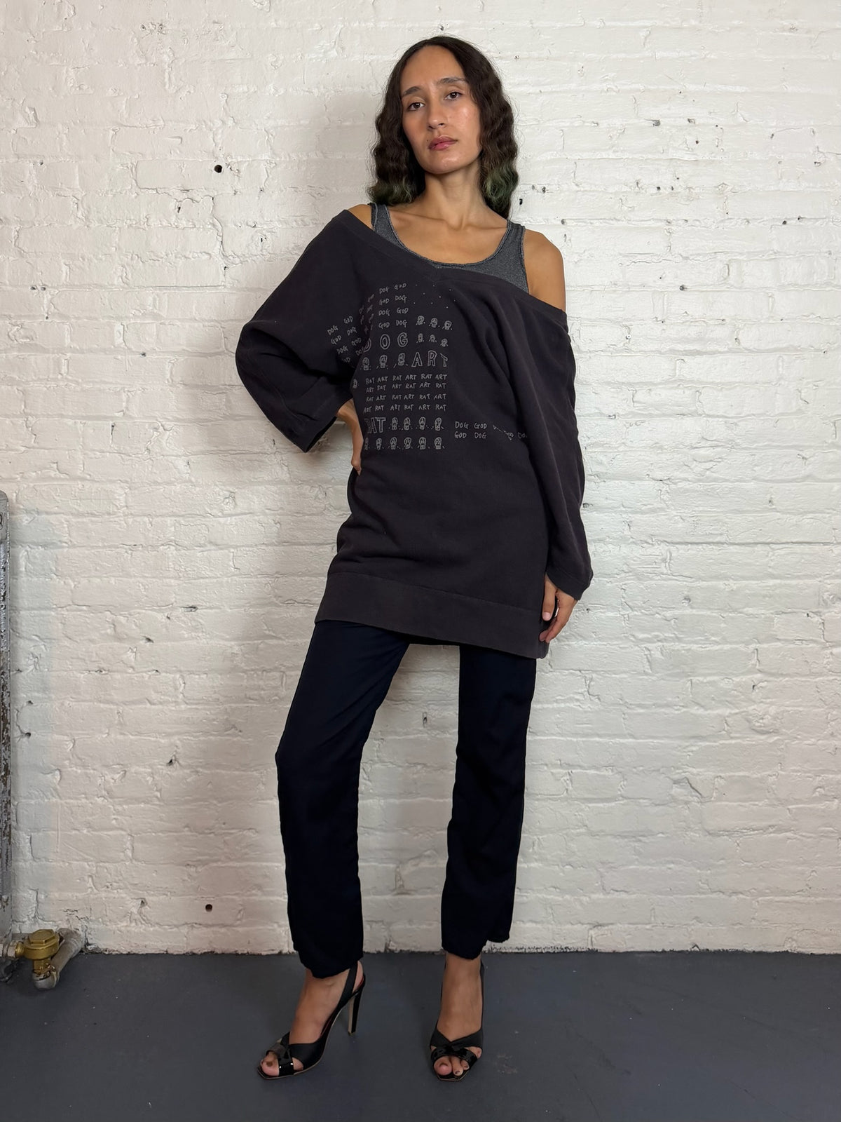 Vintage Hysteric Glamour God Dog V-Neck Pullover Tunic