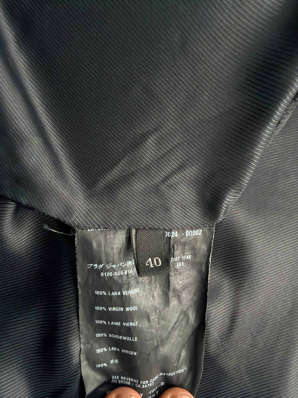 2007 Prada 3/4 Sleeve Wool Peacoat