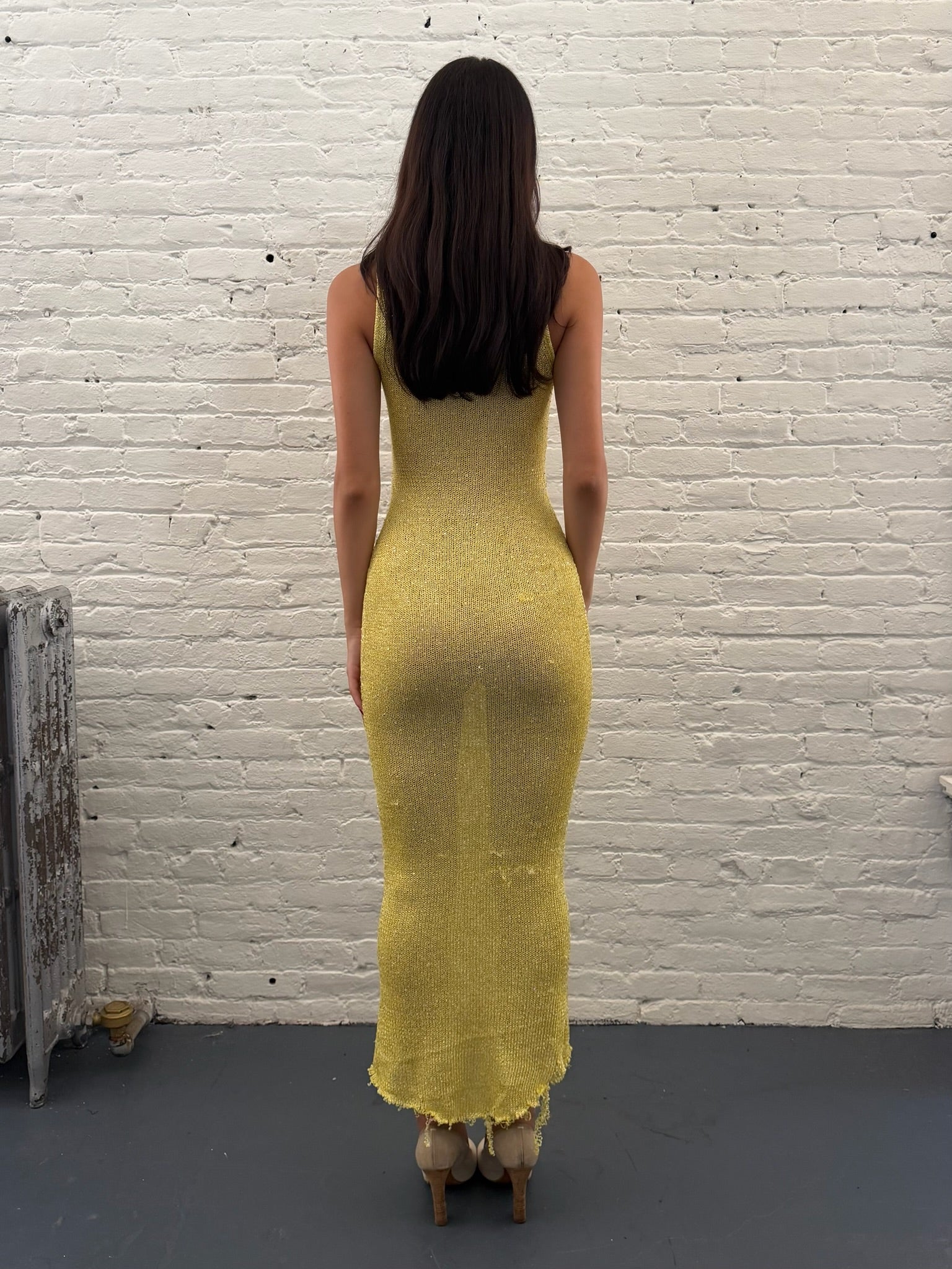 ASTA RESORT Chartreuse Sequin Maxi dress