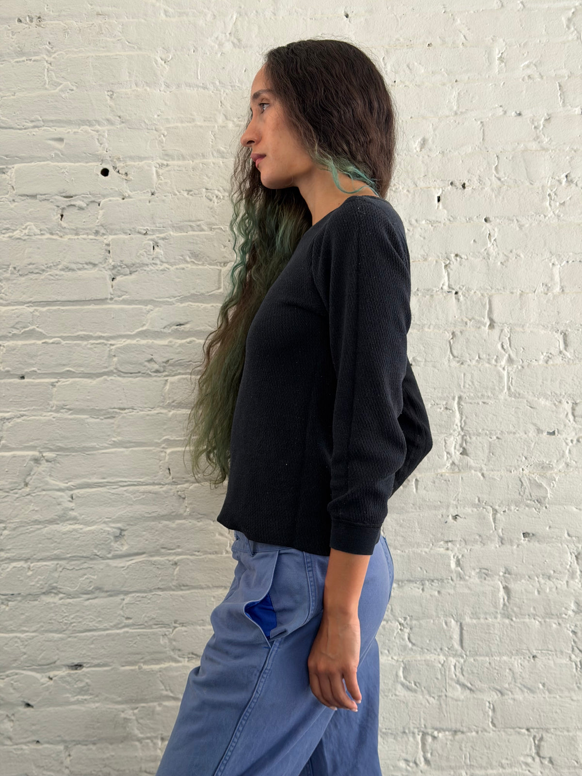 Vintage waffle-knit crewneck