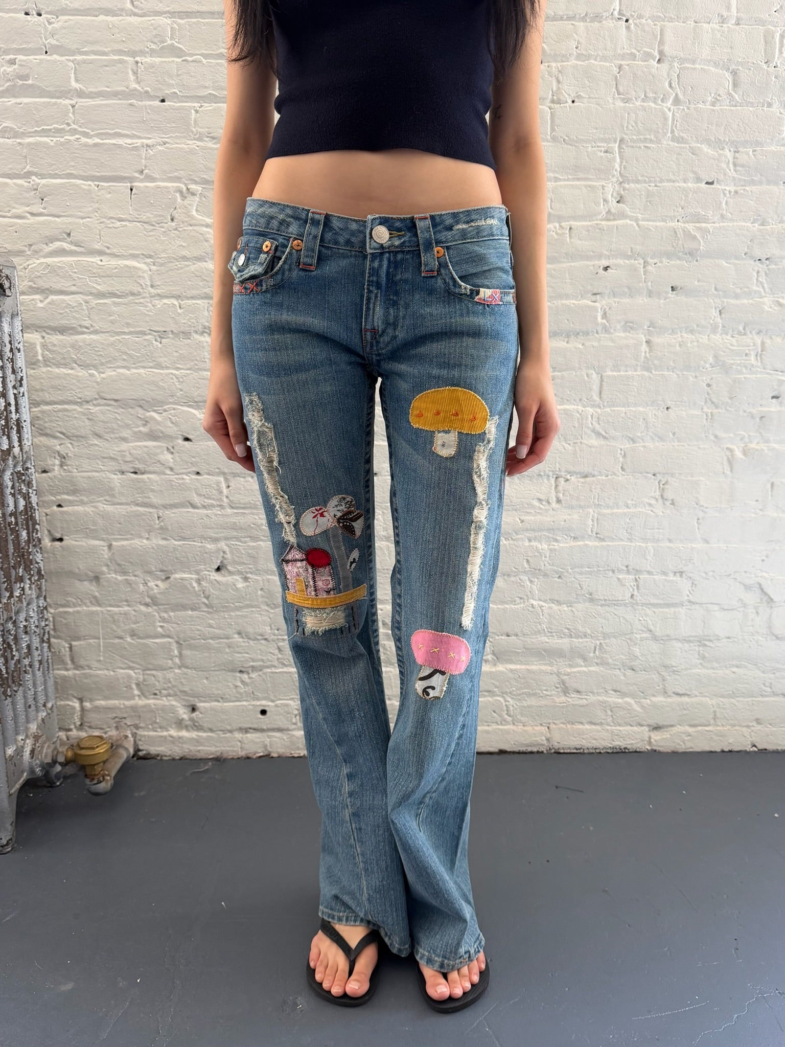 Vintage True Religion Patchwork  Flare jeans