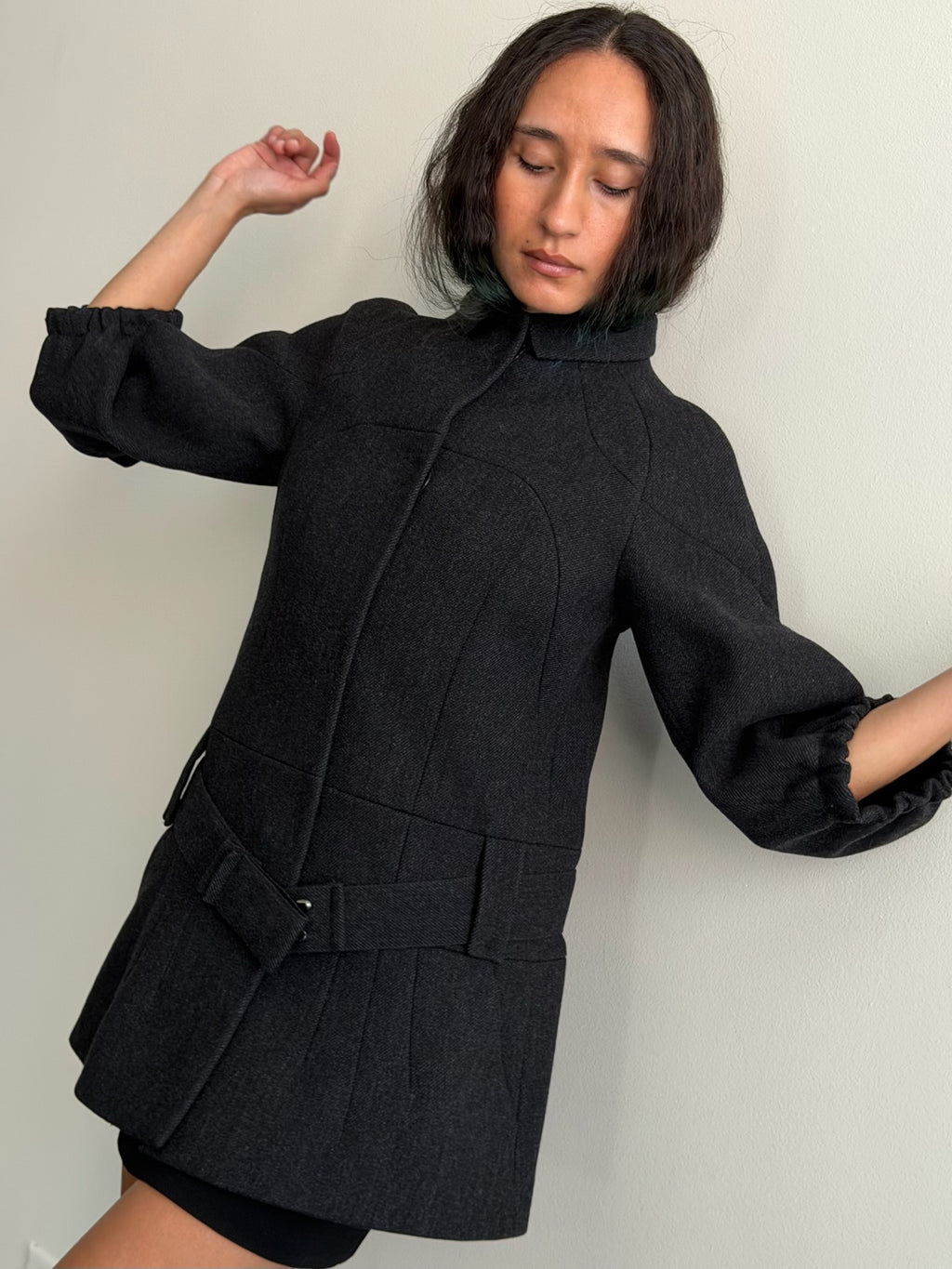 2007 Prada 3/4 Sleeve Wool Peacoat