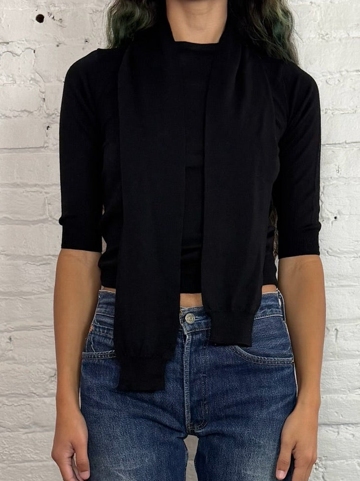 Dolce & Gabbana Sleeve Scarf Wool Knit 3/4 Sleeve Shirt