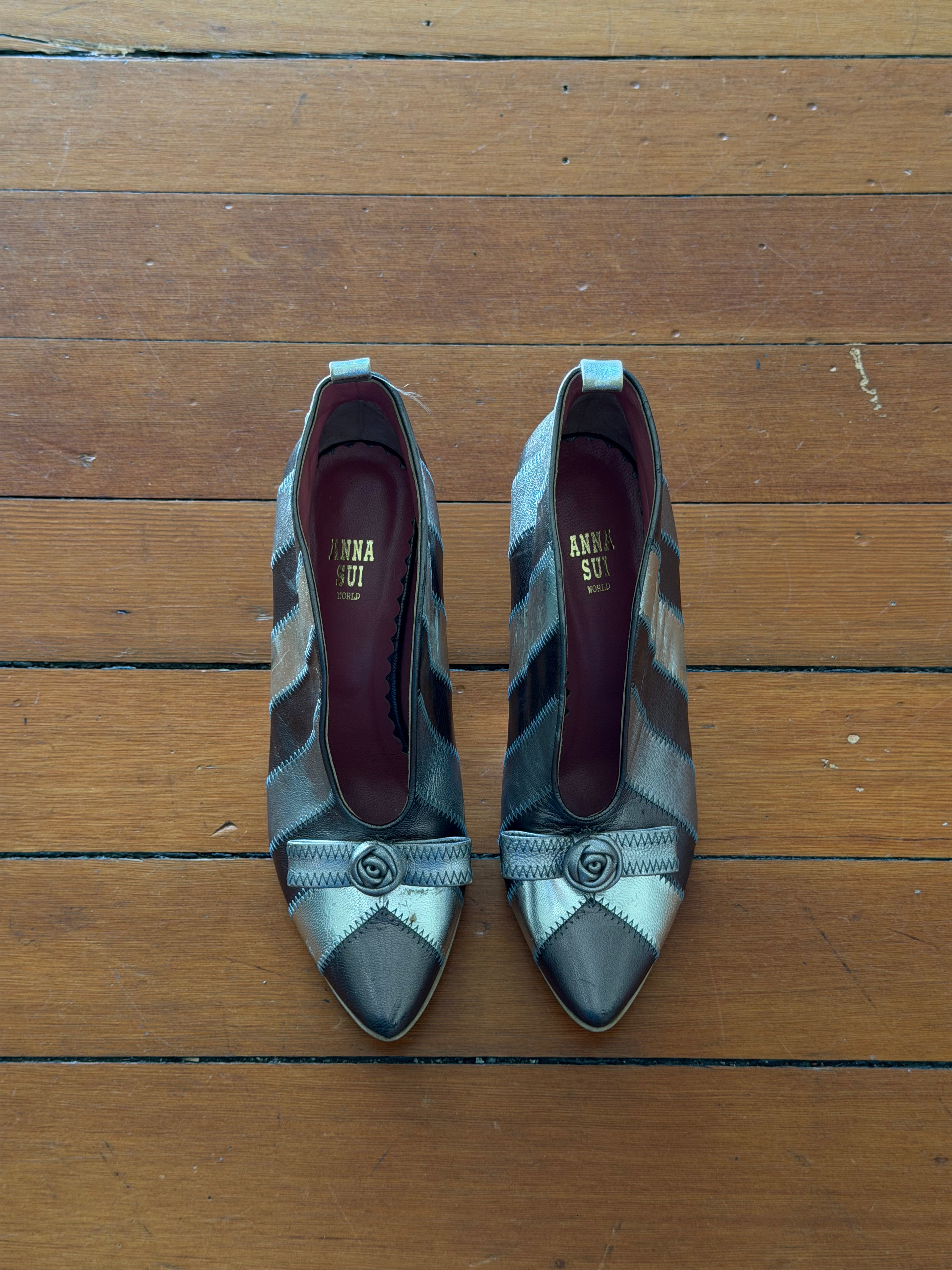 Vintage Anna Sui Metallic Patchwork Shoes